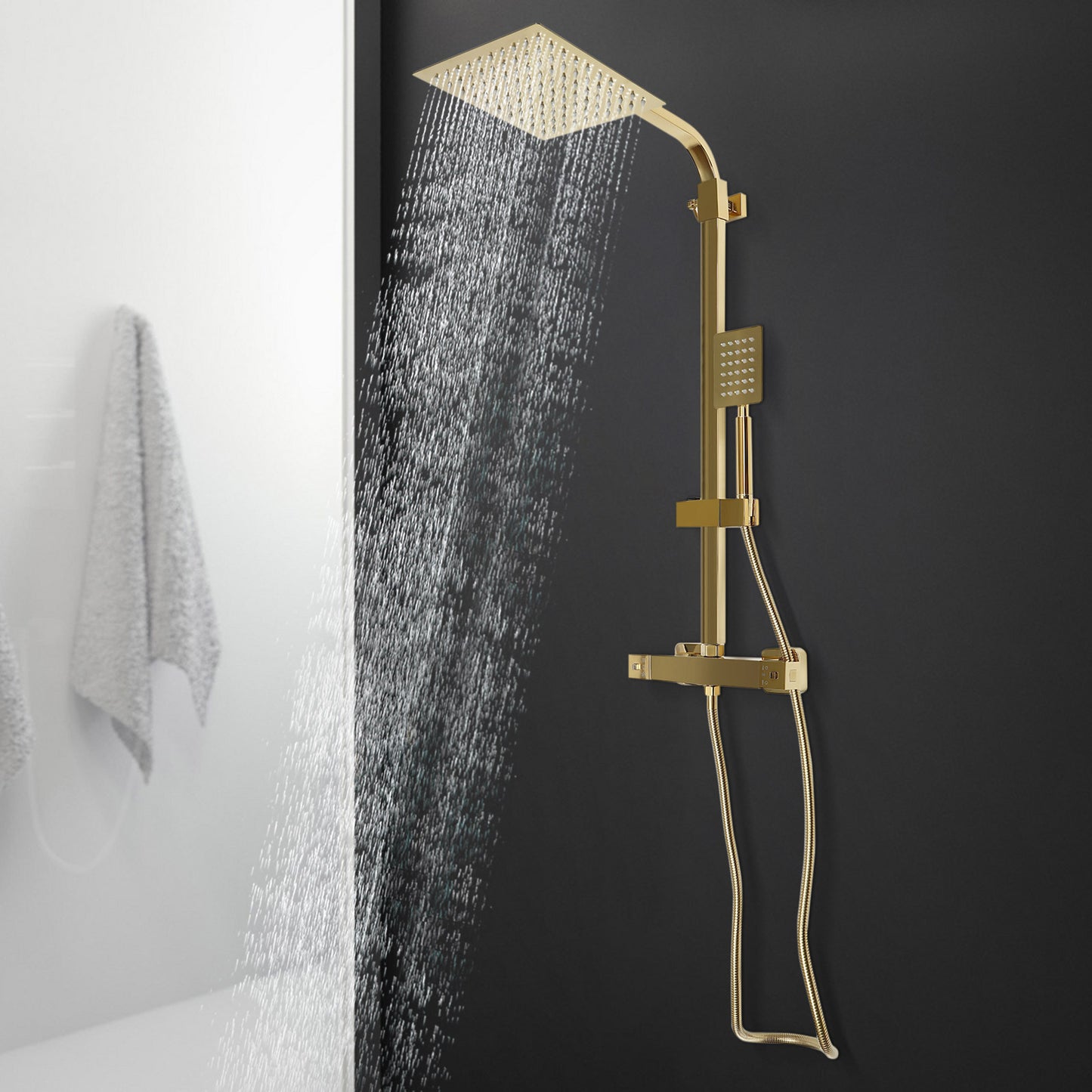 Badkraan – Badmengkraan – Wandkraan – Badmengkraan Met Handdouche – Badthermostaat – Thermostatisch – Messing – Duurzaam Met Watervaluitloop