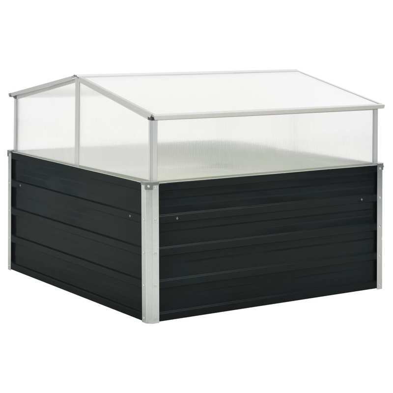 Kas – Kasje – Mini Kas – Groentekas – Plantenkas – Antraciet – Gegalvaniseerd Staal – 100x100x77 cm – Weerbestendig & Robuust