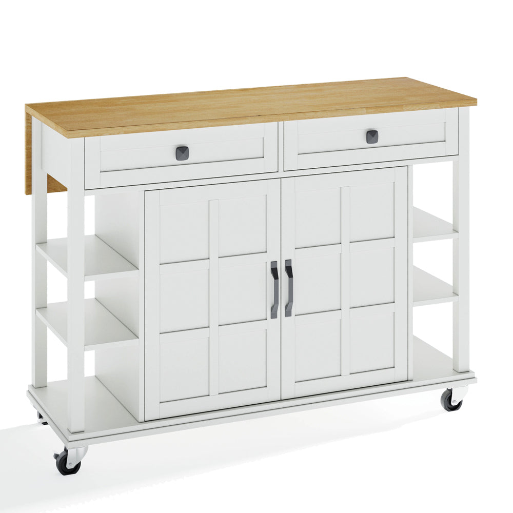 Foldable Kitchen Island Cart with Worktop - Heavy-Duty Metal Rolling Cabinet, 2 Drawers & Open Shelf, Space-Saving Mobile Kitchen Organizer with Easy Assembly for Small Spaces, Modern - Ideal for Kitchen, Dining Room, Living