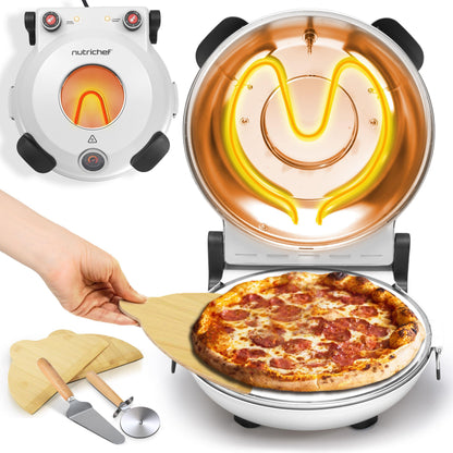 Pizzarette – Pizza Oven – Pizzamaker – Elektrische Oven – Tafeloven – 1200 Watt Vermogen – 30 cm Bakoppervlak – Tot 425°C – Wit
