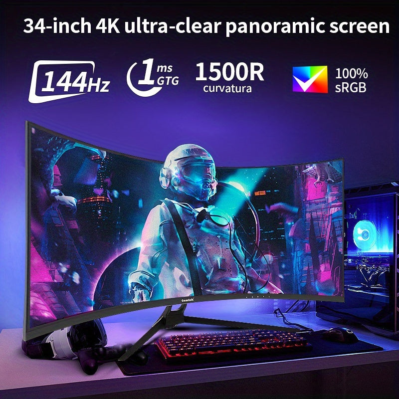 Curved Monitor – Gaming Monitor – UltraWide Monitor – PC Scherm – 34 Inch – QHD+ 3440x1440 Resolutie – 144Hz Verversingssnelheid – HDR 400 Nits