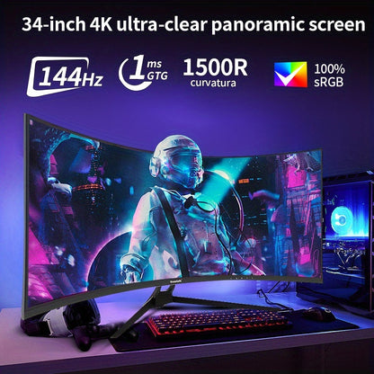 Curved Monitor – Gaming Monitor – UltraWide Monitor – PC Scherm – 34 Inch – QHD+ 3440x1440 Resolutie – 144Hz Verversingssnelheid – HDR 400 Nits