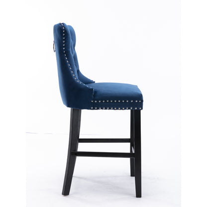 Barstoel – Barkruk – Barstoel Kruk – Barkrukken Set – Barstoelen – Velvet Bekleding – Houten Frame – Set van 2 – Luxe Comfort – Verstelbare Voetdopjes