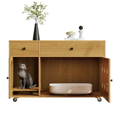 Krabpaal – Kattenhuis – Krabmeubel – Kattenboom – Kattenverblijf – Ingebouwde Uitneembare Kattenbaklade – Duurzaam Polyester & Hout – Compact en Modern Design – 100x66x45 cm