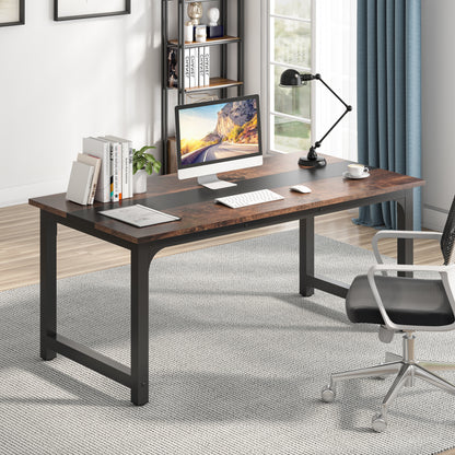 Bureau – Computertafel – Werkplek – Schrijftafel – Thuiskantoor – Ruim Werkblad 160x80 cm – Stabiel Metalen Onderstel Rustiek Zwart