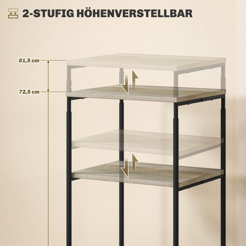 Printerstandaard – Printerwagen – Printertafel – Printerrek – Mobiele Printerkast Grijs – Verstelbare Hoogte – 3 Niveaus Opbergruimte