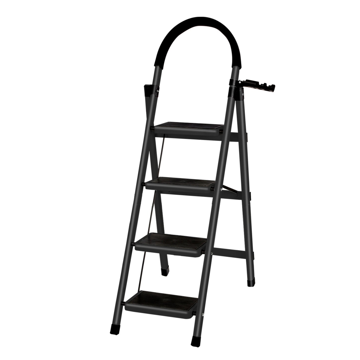 4-Traps Stalen Ladder – Vouwladder – Opstapladder – Klapladder – Steigertrap – Lichtgewicht En Compact – Antislip Treden Met Handgrepen