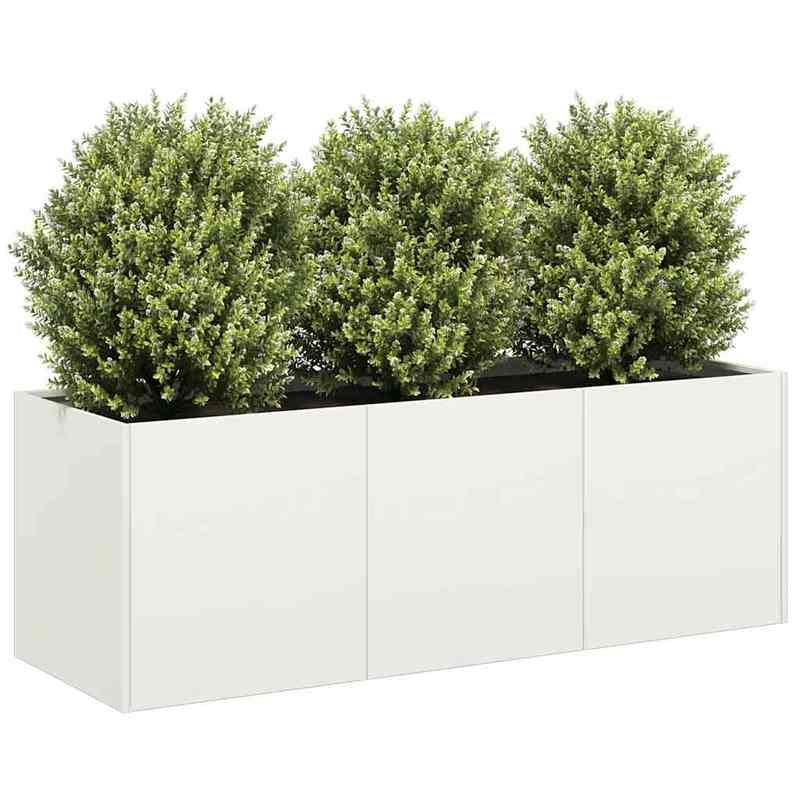 White Plant Pot Compatible for /Outdoor Use - Modern Rectangular Cold-Rolled Steel Planter with Painted, Lightweight Durable Garden Pot for Small Spaces, Balcony, (120x40x40cm) - Assembly, Quick Planting Setup