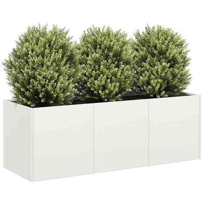 White Plant Pot Compatible for /Outdoor Use - Modern Rectangular Cold-Rolled Steel Planter with Painted, Lightweight Durable Garden Pot for Small Spaces, Balcony, (120x40x40cm) - Assembly, Quick Planting Setup