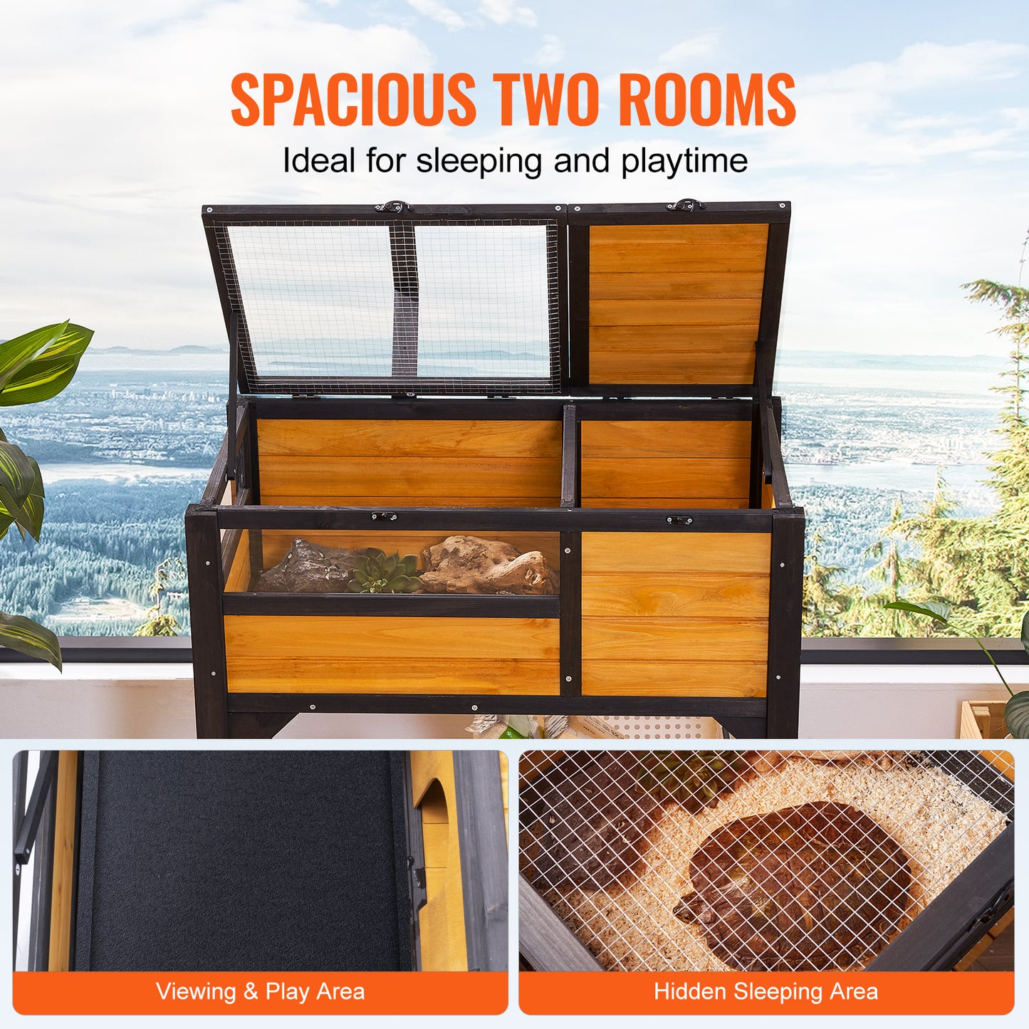 Schildpaddenhuis – Schildpaddenverblijf – Reptielenhuis – Terrarium – Houten Huis – Ruim 85x50x82,5 cm – Gemaakt van Duurzaam Cederhout