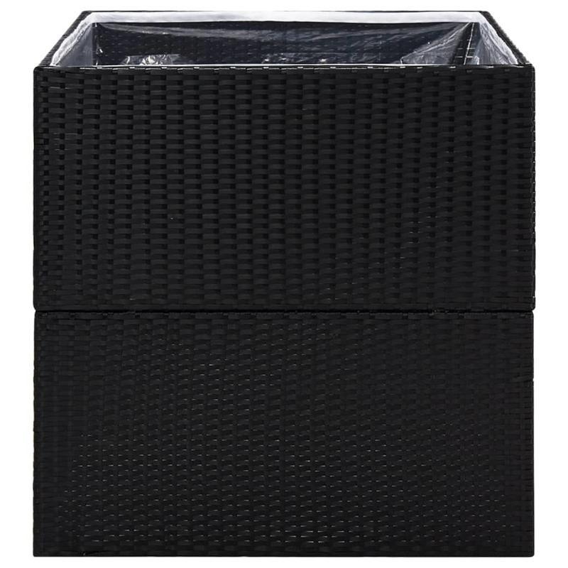 Plantenrek – Plantenstandaard – Bloemenrek – Plantentafel – Plantenhouder – Polyrattan – Weerbestendig – 80x80x80 cm – Zwart
