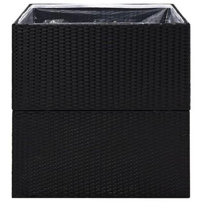 Plantenrek – Plantenstandaard – Bloemenrek – Plantentafel – Plantenhouder – Polyrattan – Weerbestendig – 80x80x80 cm – Zwart