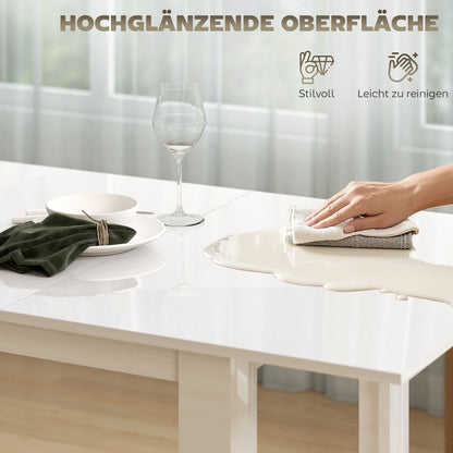 Uitklaptafel – Klaptafel – Uitschuiftafel – Eettafel – Vouwtafel – Hoogglans Wit – Uitschuifbaar 120-160x80 cm – Geschikt voor 4-6 Personen
