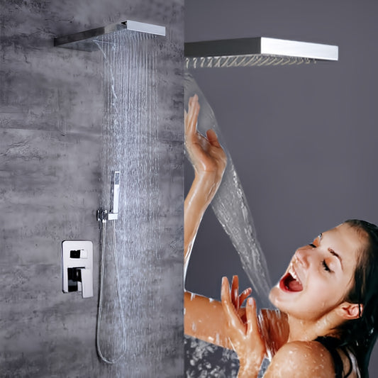 Waterval Douchekop – Douchekraan – Regenkop – Douchekop Wand – Douche Systeem Modern – Hoogwaardig Messing – Vierkant Design