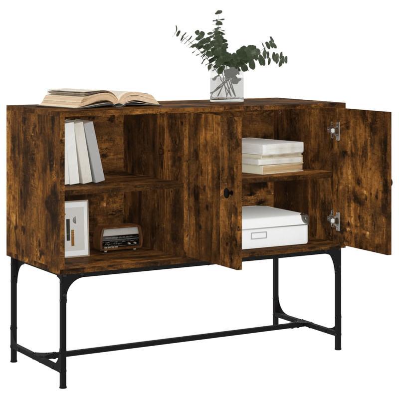 Sideboard 100x40x79.5cm bewerkt wood gerookt oakkleurig Removable storage practical