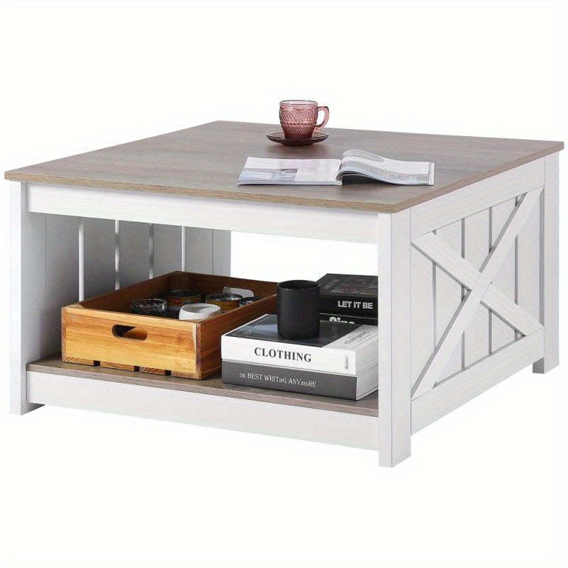Salontafel – Koffietafel – Woonkamertafel – Bijzettafel – Tafel – Landelijke Stijl – Compact 31 x 12,7 cm – Hout Met Open Opbergvak