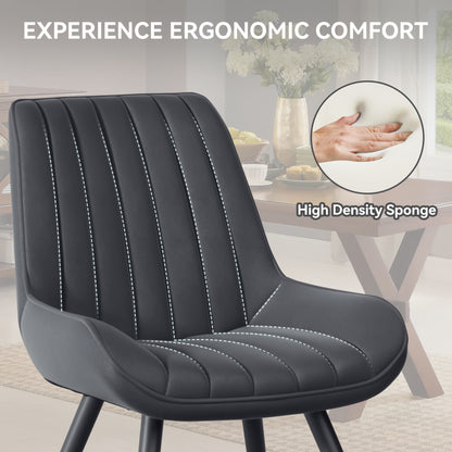 Eetkamerstoel – Loungestoel – Armstoel – Bureaustoel – Huiskamerstoel – Ergonomisch Design – Kunstleren Bekleding – Set van 2 – Donkergrijs