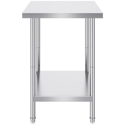 Werkbank – Werktafel – Werkblad – Werkstation – RVS – 201 Roestvrij Staal – 61x76x86 cm – Verstelbare Legplanken