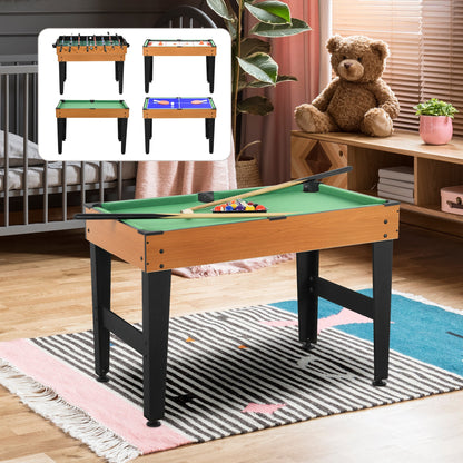 4-in-1 Speltafel – Speeltafel – Tafelgame – Spel Meubel – Entertainment Tafel – Compact Formaat – Duurzaam Hout en Metaal – Natural Wood Zwart
