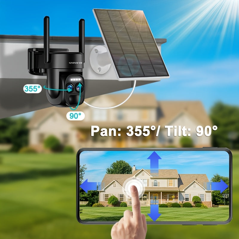 Bewakingscamera – Beveiligingscamera – Buitencamera – Camerabewaking – Draadloze camera – 1440p HD Dual Lens – Zonnepaneel en PTZ bediening
