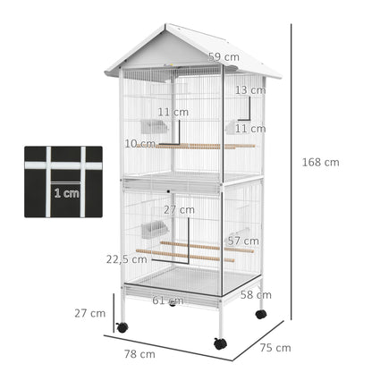 Vogelkast – Vogelkooi – Nestkast – Vogelkooi Binnen – Vogelhuis – Grote Afmetingen 78x75x168 cm – Met Wieltjes en Uitneembare Tray