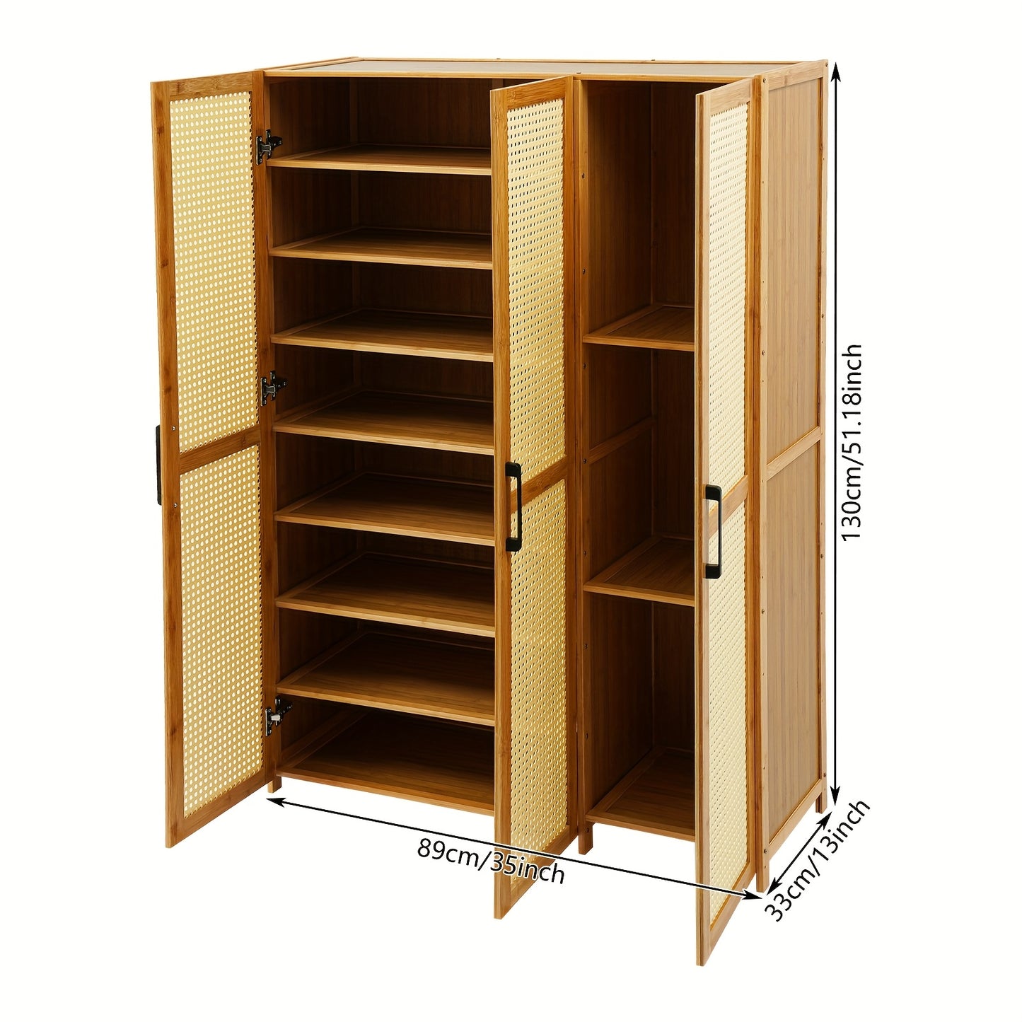 Schoenenkast Modern – Schoenopberger – Schoenrek – Schoenmeubel – Schoenhouder – Houten Kleur Variant – 3 Deuren Met 9 Planken – Ruimtebesparend & Draagkracht 20 kg Per Plank