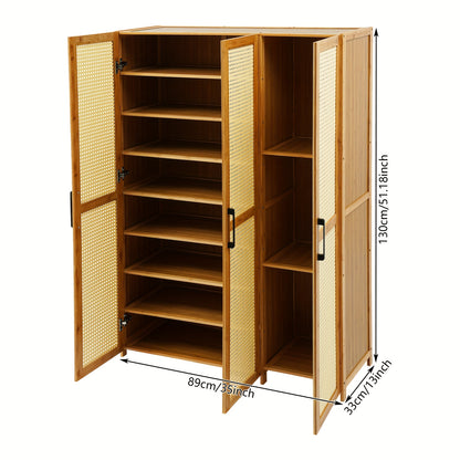Schoenenkast Modern – Schoenopberger – Schoenrek – Schoenmeubel – Schoenhouder – Houten Kleur Variant – 3 Deuren Met 9 Planken – Ruimtebesparend & Draagkracht 20 kg Per Plank