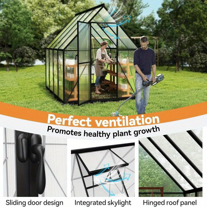Kas – Tuinkas – Kweekkas – Broeikas – Groentekas – Aluminium Frame – 280x180x195 cm – 6 cm Fundering – 4 mm UV-bestendige Polycarbonaat Panelen – Weerbestendig & Duurzaam