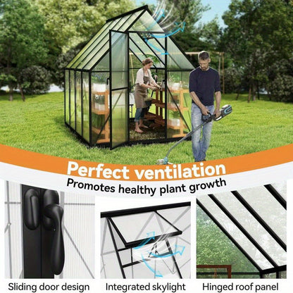 Kas – Tuinkas – Kweekkas – Broeikas – Groentekas – Aluminium Frame – 280x180x195 cm – 6 cm Fundering – 4 mm UV-bestendige Polycarbonaat Panelen – Weerbestendig & Duurzaam