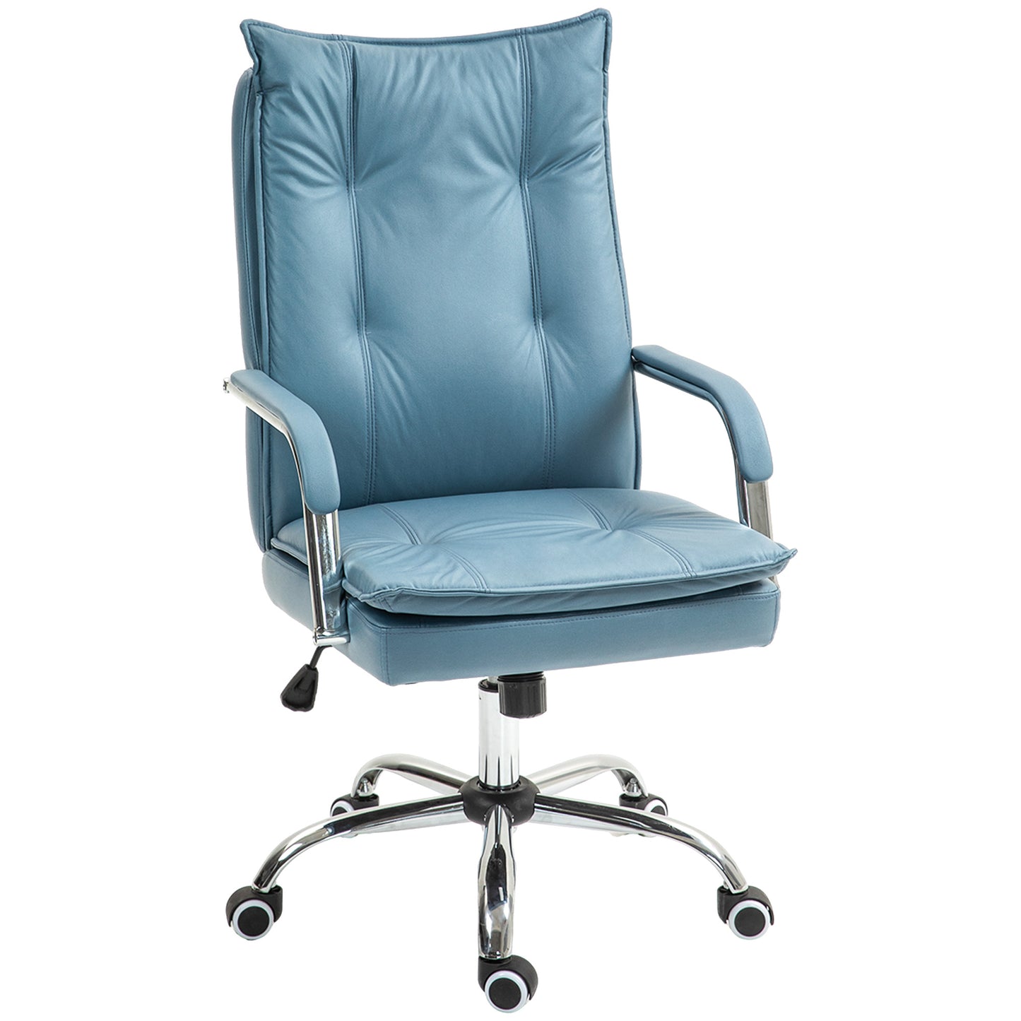 Bureaustoel – Ergonomische Stoel – Office Chair – Draaistoel – Kantoorstoel – Verstelbare Hoogte – Kantelfunctie Rugleuning – Hoogte Verstelbaar – Met Wieltjes – Blauw – Comfortabel Foam – 360° Draaibaar