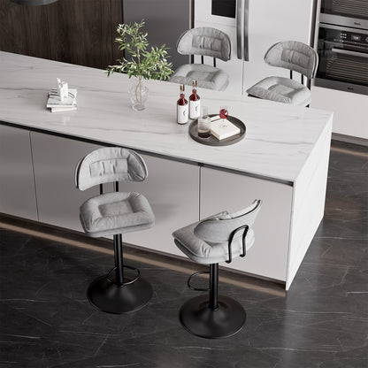Barstoel – Barkruk – Barstoel Met Rugleuning – Keukenkruk – Hoge Kruk – Set Van 2 – Ergonomisch Design – Draaibaar En Verstelbaar