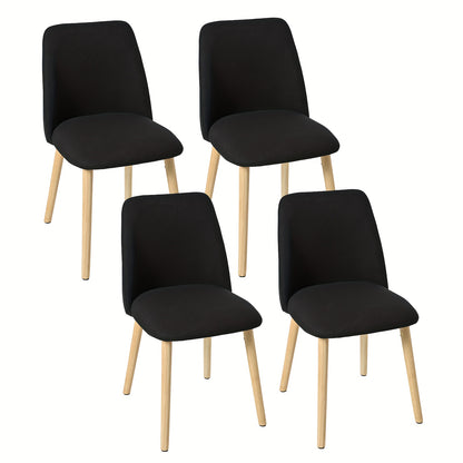 Eetkamerstoel – Stoel Voor Eetkamer – Keukenstoel – Dinning Chair – Modern Dining Chair – Licht Beige Stoffen Zitting – Massief Houten Poten – Ergonomisch Ontwerp – Comfortabel Zitvlak