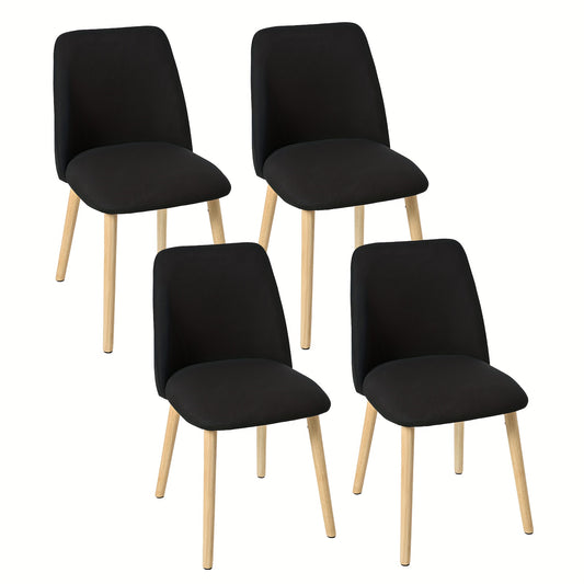 Eetkamerstoel – Stoel Voor Eetkamer – Keukenstoel – Dinning Chair – Modern Dining Chair – Licht Beige Stoffen Zitting – Massief Houten Poten – Ergonomisch Ontwerp – Comfortabel Zitvlak