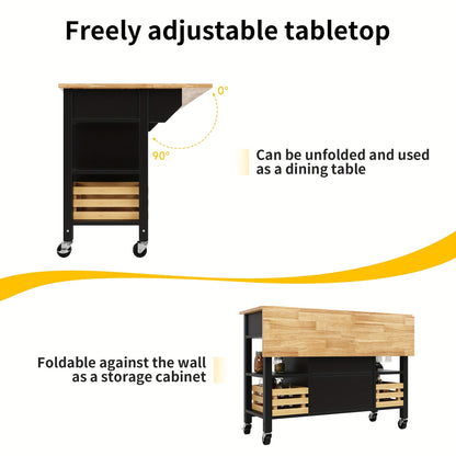 Keukenmeubel – Dressoir – Keukeneiland – Eetkamerkast – Serveerwagen – Zwart – Multifunctioneel Met Opbergbasket – Duurzaam Metaal 120x45x90 cm