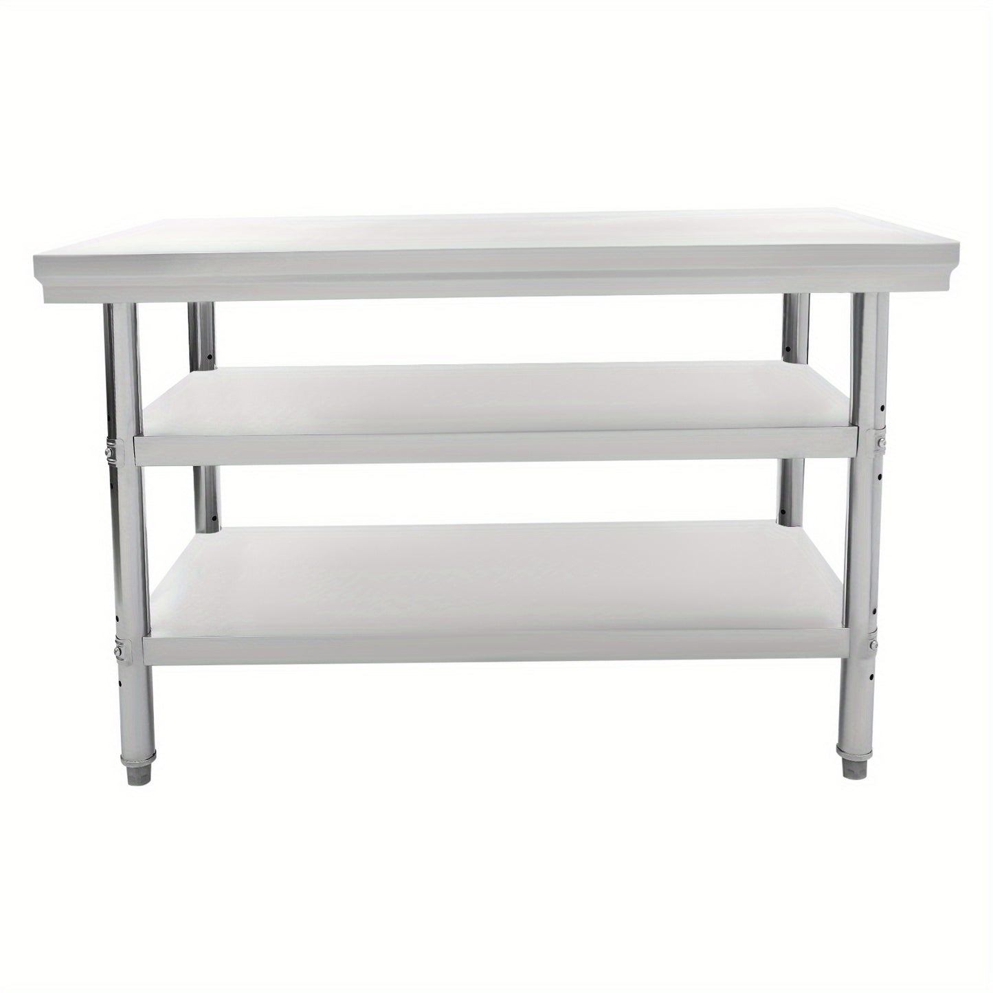 Werktafel – Werkbank – Keukentafel – RVS Tafel – Opbergtafel – Roestvrijstaal 201 – 99,79 kg Belastbaar – 3 Verstelbare Legplanken – Verstelbare Voeten – 119x60 cm