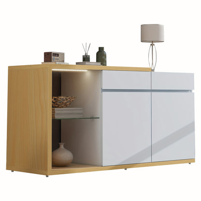 Dressoir – Sideboard – Opbergkast – Ladekast – Woonkamerkast – Wit – Multifunctioneel – 120 cm Breed – Hout en Spaanplaat – 2 Deuren en 2 Lades