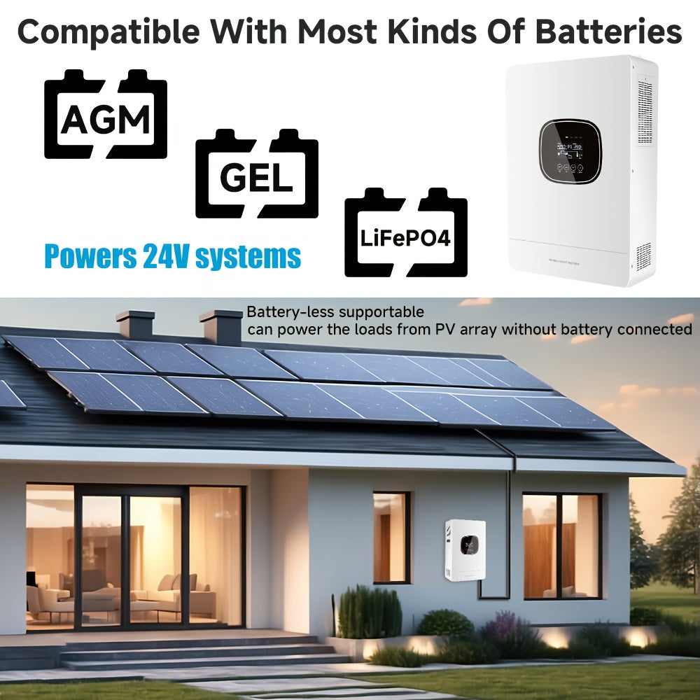 Omvormer – Inverter – Spanningsomvormer – Zonne-omvormer – Stroomomvormer – 3600W Pure Sine Wave – 24V Batterijcompatibel – Ingebouwde UPS – Zonnepaneel Laadstroom 60A