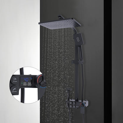 Thermostatic black shower head set, suitable for all kinds of bathrooms, Copper, Black