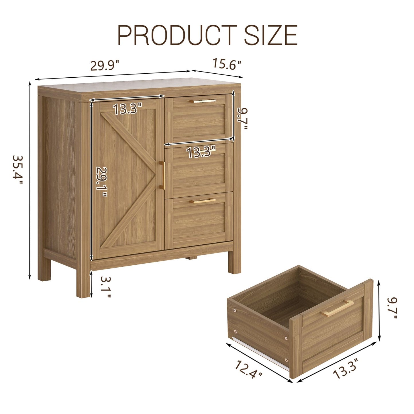Modern Console Table with 3 Drawers & Adjustable Shelves - Multi-Purpose Storage Cabinet Suitable for Entryway, Living Room, Coffee Bar - Wood -Standing Sideboard with Ample Hidden & Visible Storage, Easy Assembly
