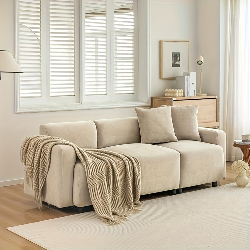 3-Zits Bank – Sofa – Bankstel – Zitbank – Hoekbank – Mosterdgeel – Comfortabele Zachte Stof – Stevig Frame