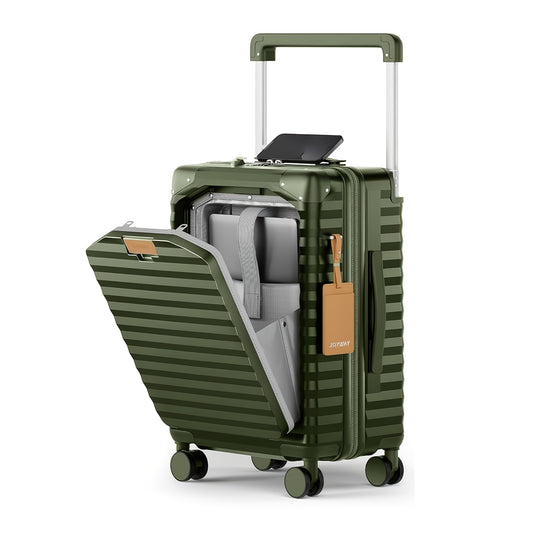 Handbagage Koffer – Cabin Koffer – Trolley – Ruimtekoffer – Reisbagage – 20 Inch – Hard ABS – Aluminium Trekstang – Donkergroen