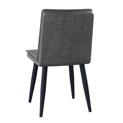 Eetkamer Stoel – Keukenstoel – Cafestoel – Restaurant Stoel – Moderne Zwarte PU Leren Zitting – Dubbel Gevloerde Kussen – Metalen Frame – Comfortabele Zitting