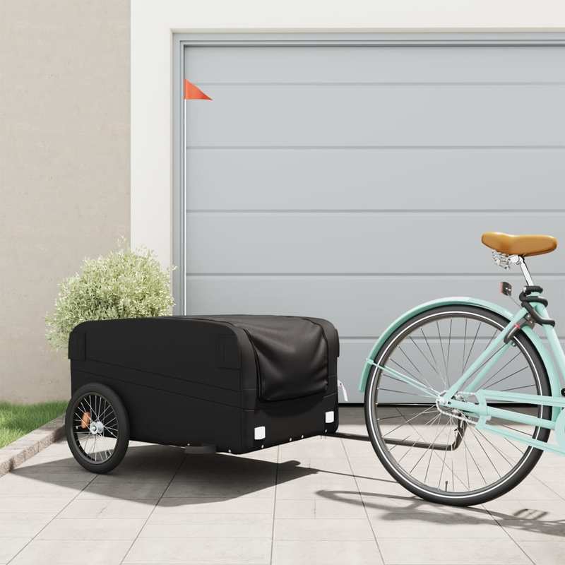 Fietskar Zwaar Beladen – Fietstrailer Cargo – Bakfiets Aanhanger – Transportkar Fiets – Cargo Carrier – 45 kg Capaciteit – Duurzaam Denim Frame – Ruime Opbergruimte – Zwart