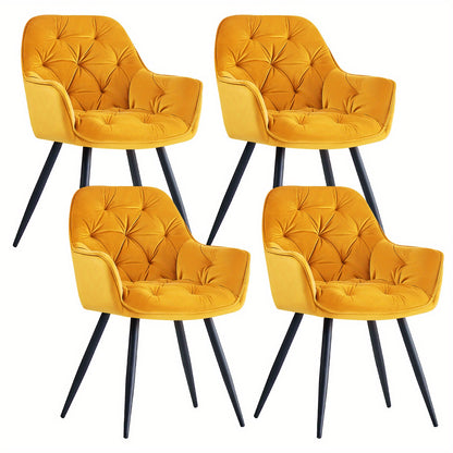 JYMTOM Velvet Dining Chairs with Padded Seat and Backrest Sturdy Metal Legs and Armrests Comfortable Accent Chair for Dining Room Living Room or Lounge, Home Decor Furniture, Lounge Seating, Velvet Upholstery, Elegant Design,