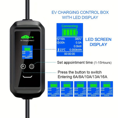 Elektrische Autolader – EV Oplaadkabel – Thuislader – Draagbare Lader – Type 2 Laadstation – 11 kW Vermogen – 5 Meter TPU Kabel