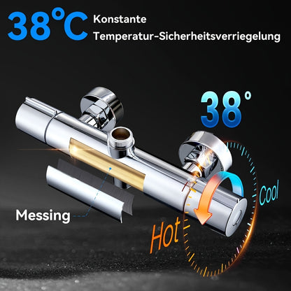 Doucheset – Regendouche – Douchekolom – Thermostaatkraan – Handdouche – Ronde 255 mm Regendouchekop – Verstelbare Roestvrijstalen Douchearm