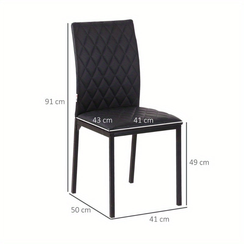 Eetkamerstoel – Keukenstoel – Stoel – Zitstoel – Designstoel – Zwarte Gestoffeerde Zitting – Stalen Poten – 41x50x91 cm