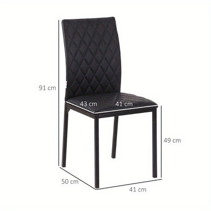 Eetkamerstoel – Keukenstoel – Stoel – Zitstoel – Designstoel – Zwarte Gestoffeerde Zitting – Stalen Poten – 41x50x91 cm