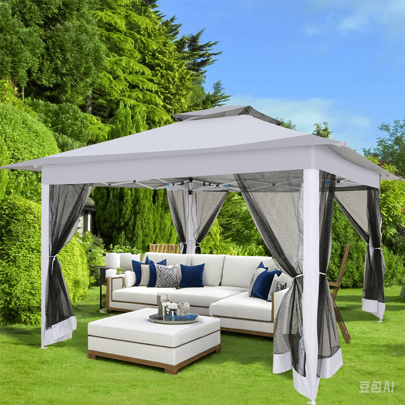 3.6x3.6/12x12ft Instant Pop-Up Tent UPF 50+, Portable Automatic Eaves Gazebo with Mosquito Net & Double Vent Roof - Easy Setup Outdoor Canopy Suitable for Beach, Camping, Patio, Garden (Carrying Bag Included)