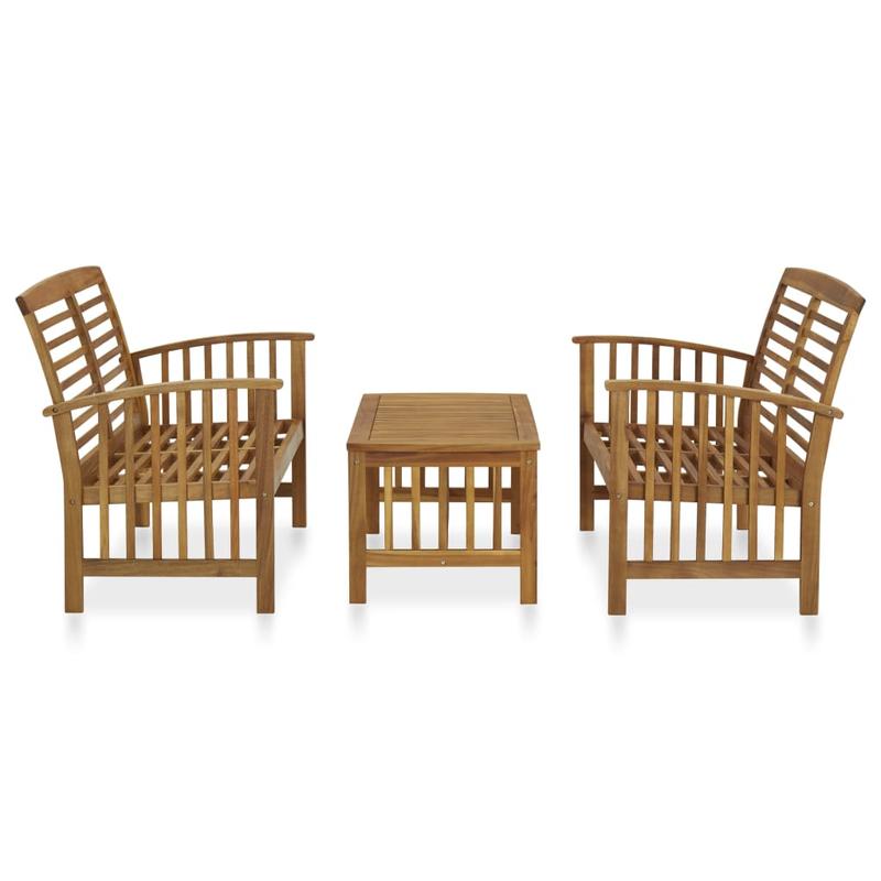 3-delige Loungeset – Tuinmeubel – Loungeset Hout – Buitenmeubel – Balkonset – Acaciahout – Weerbestendig – Compact Design